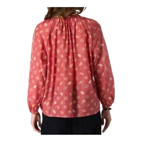 Xirena Caliope Red Orange Button Down Peasant Top - Picture 7 of 8